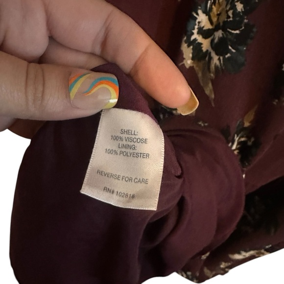 Ryllace Plum Dark Purple Floral Modest Tiered Boho Midi Dress Plus Size 22 - Picture 7 of 10